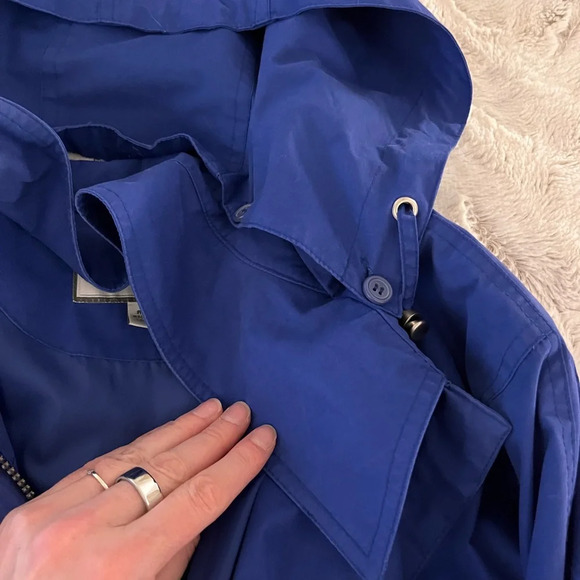 Vintage London Fog Blue Rain Trench Coat Hood Preppy Old Money Dopamine Gorpcore - Picture 12 of 12